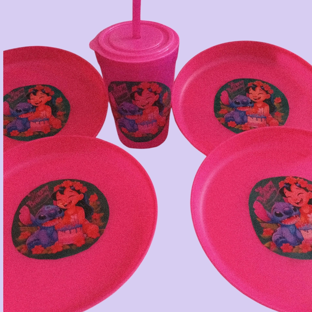 Pink Character Party Plate and Cup Set